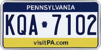 PA license plate KQA7102