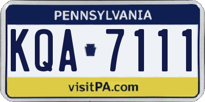 PA license plate KQA7111