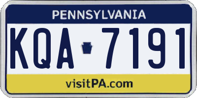 PA license plate KQA7191