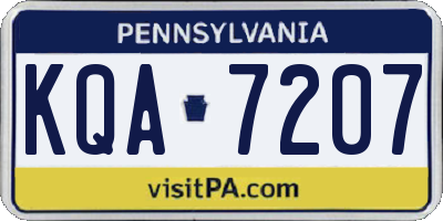 PA license plate KQA7207