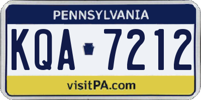 PA license plate KQA7212