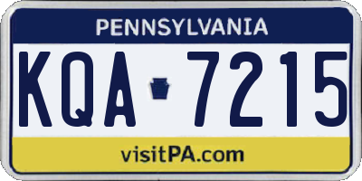 PA license plate KQA7215