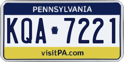 PA license plate KQA7221