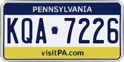PA license plate KQA7226
