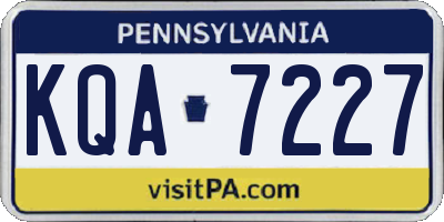 PA license plate KQA7227