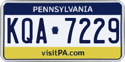 PA license plate KQA7229