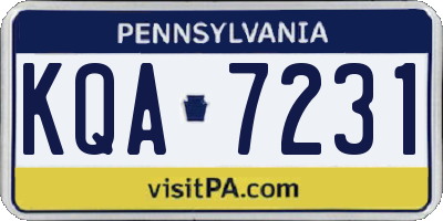 PA license plate KQA7231