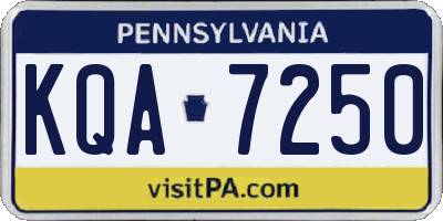 PA license plate KQA7250