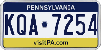 PA license plate KQA7254