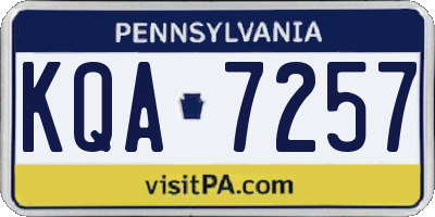 PA license plate KQA7257