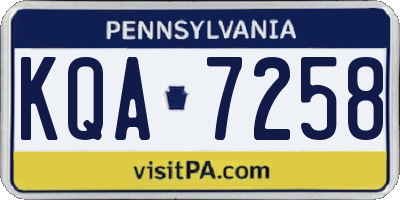 PA license plate KQA7258