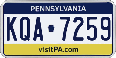PA license plate KQA7259