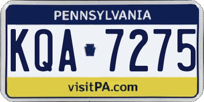 PA license plate KQA7275