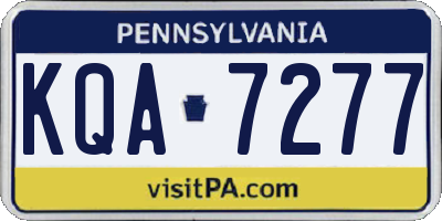PA license plate KQA7277
