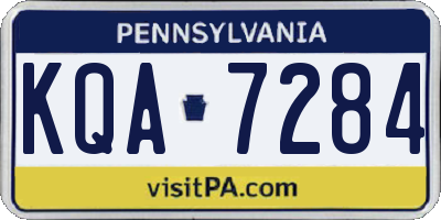 PA license plate KQA7284