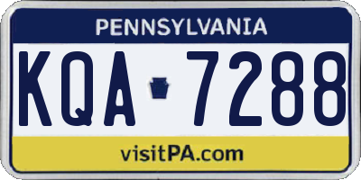 PA license plate KQA7288