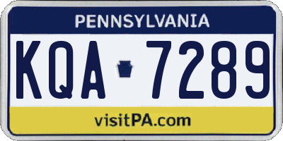 PA license plate KQA7289