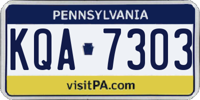 PA license plate KQA7303