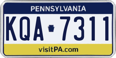 PA license plate KQA7311
