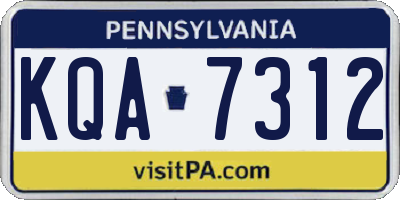 PA license plate KQA7312