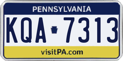 PA license plate KQA7313
