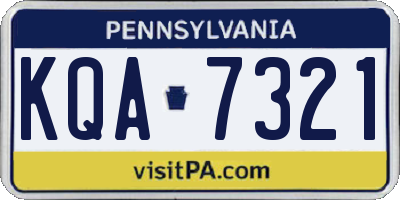 PA license plate KQA7321