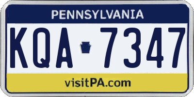 PA license plate KQA7347