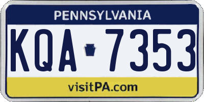 PA license plate KQA7353