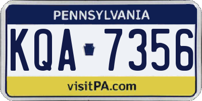 PA license plate KQA7356