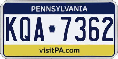 PA license plate KQA7362