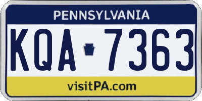 PA license plate KQA7363