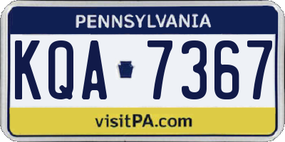 PA license plate KQA7367