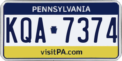 PA license plate KQA7374
