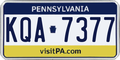 PA license plate KQA7377