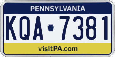 PA license plate KQA7381