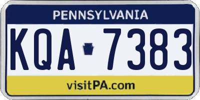 PA license plate KQA7383