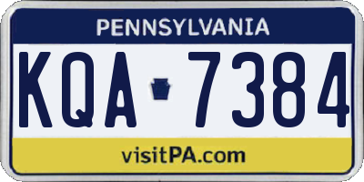 PA license plate KQA7384
