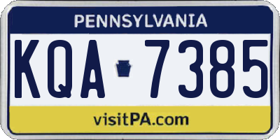 PA license plate KQA7385
