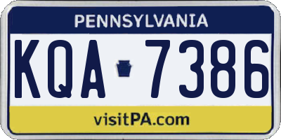 PA license plate KQA7386