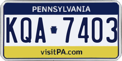 PA license plate KQA7403