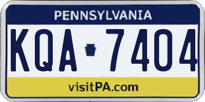 PA license plate KQA7404