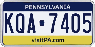 PA license plate KQA7405