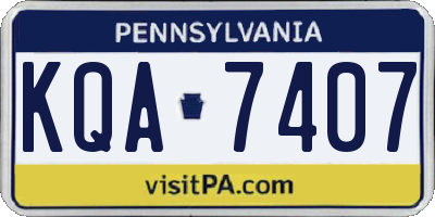 PA license plate KQA7407