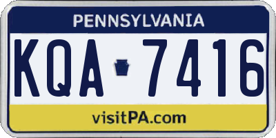 PA license plate KQA7416
