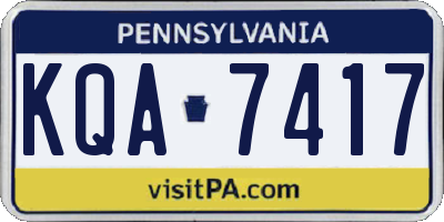 PA license plate KQA7417