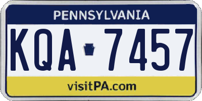 PA license plate KQA7457