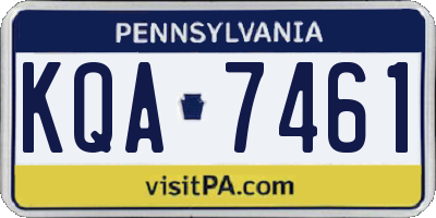 PA license plate KQA7461