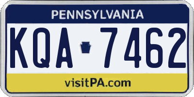 PA license plate KQA7462