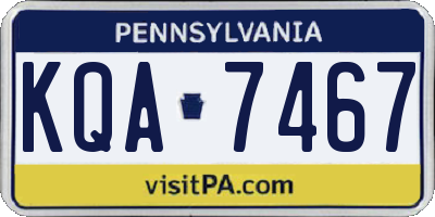 PA license plate KQA7467