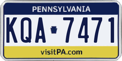 PA license plate KQA7471